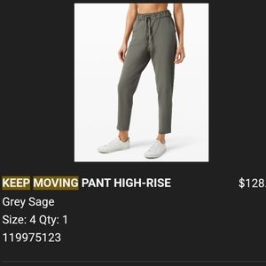 Lululemon Keep Moving Pant Grey Sage Size 4 EUC